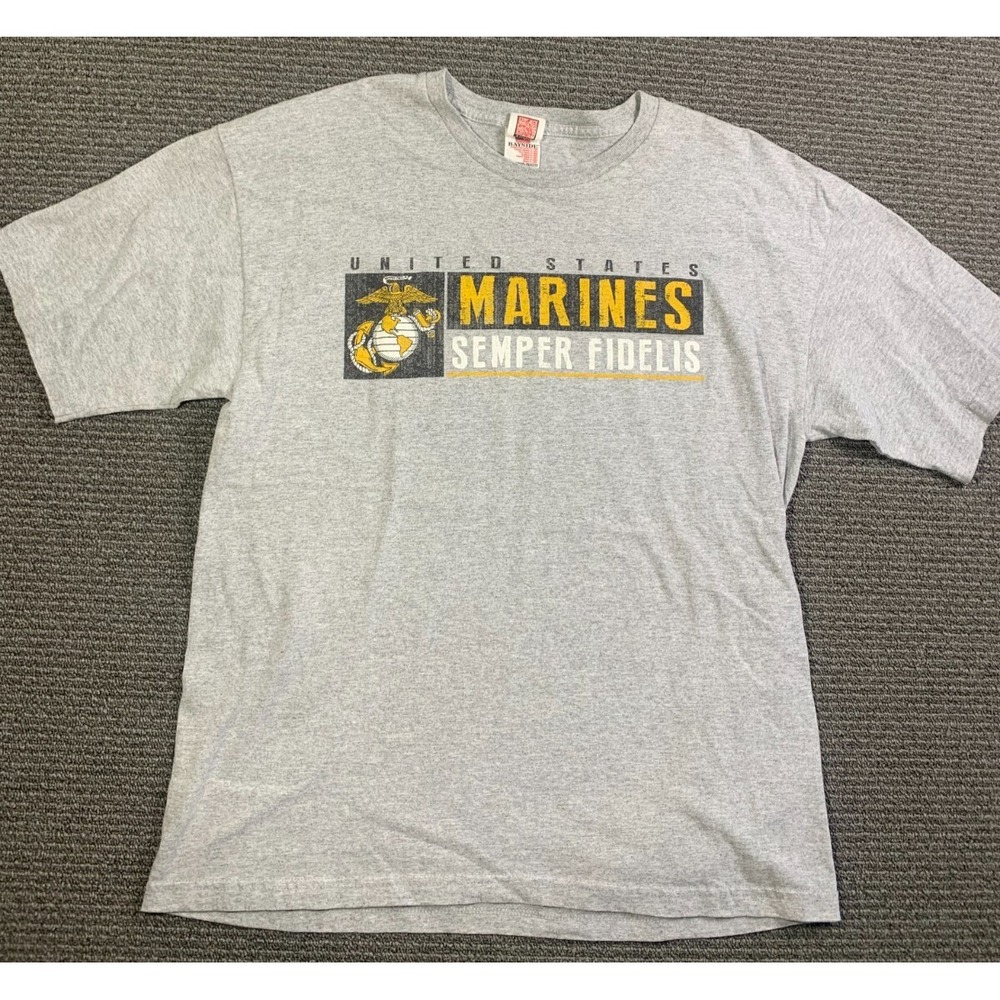USMC United States Marines "Semper Fi" Gray Ash T-Shirt - MADE IN USA Size XL